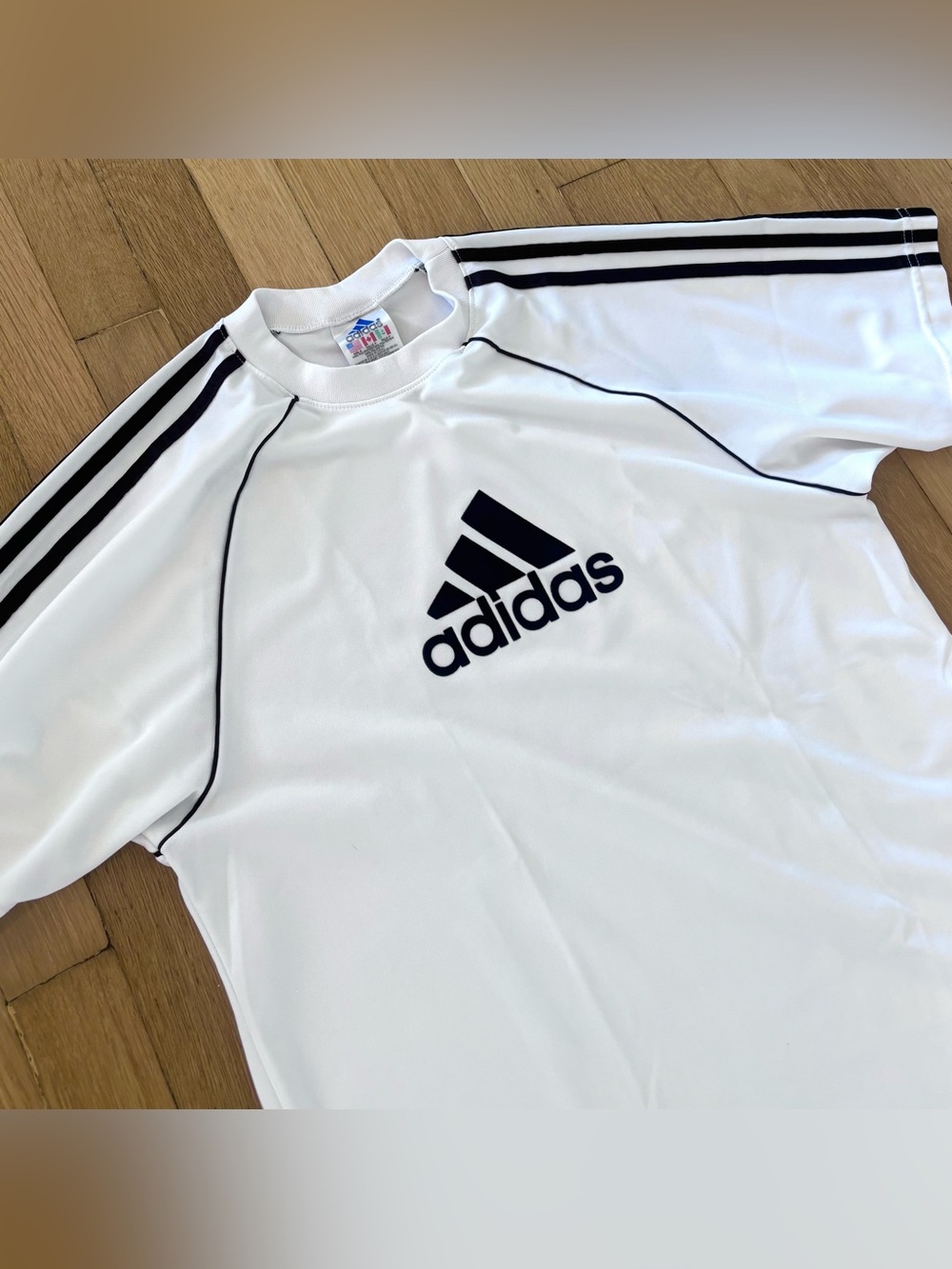 Vintage 90s Adidas Made In USA Trefoil Soccer Jersey Shirt Mens S White Velvet